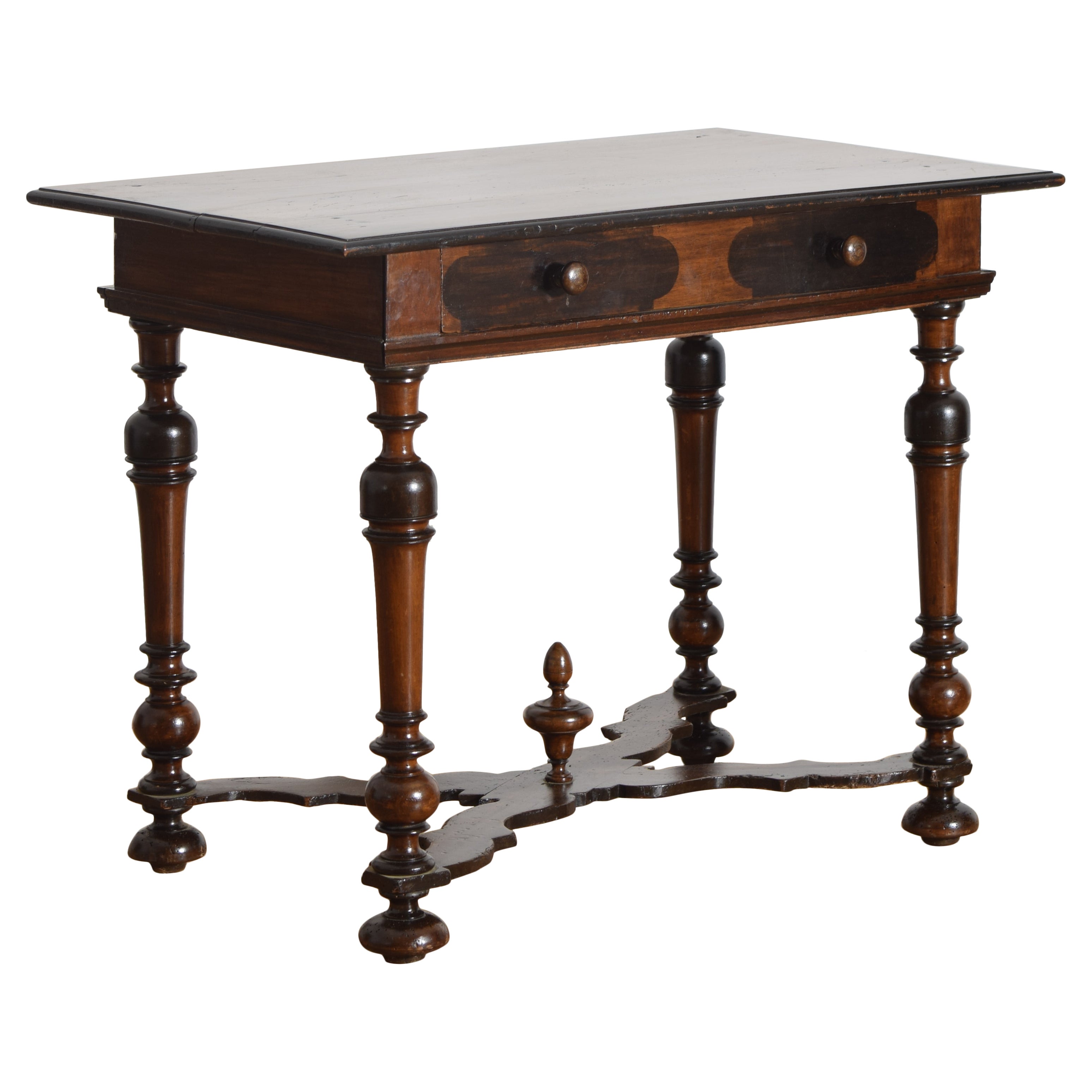 Französischer Louis XIV Tisch aus gedrechseltem Nussbaumholz und Ebonisierung mit 1 Schublade, ca. 1725 im Angebot
