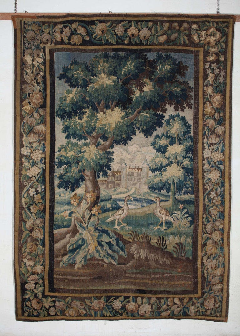 French Louis XIV Verdure Tapestry, Aubusson, 1680 In Good Condition For Sale In Rome, IT