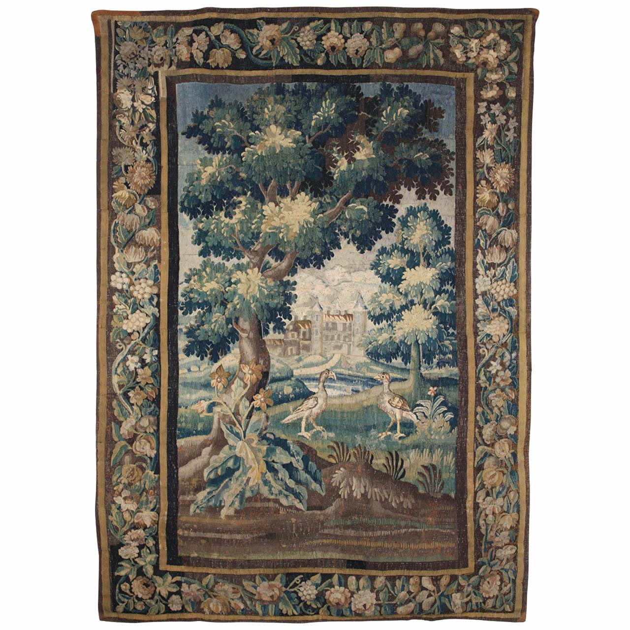 17th Century French Louis XIV Verdure Tapestry, Aubusson, 1680 For Sale