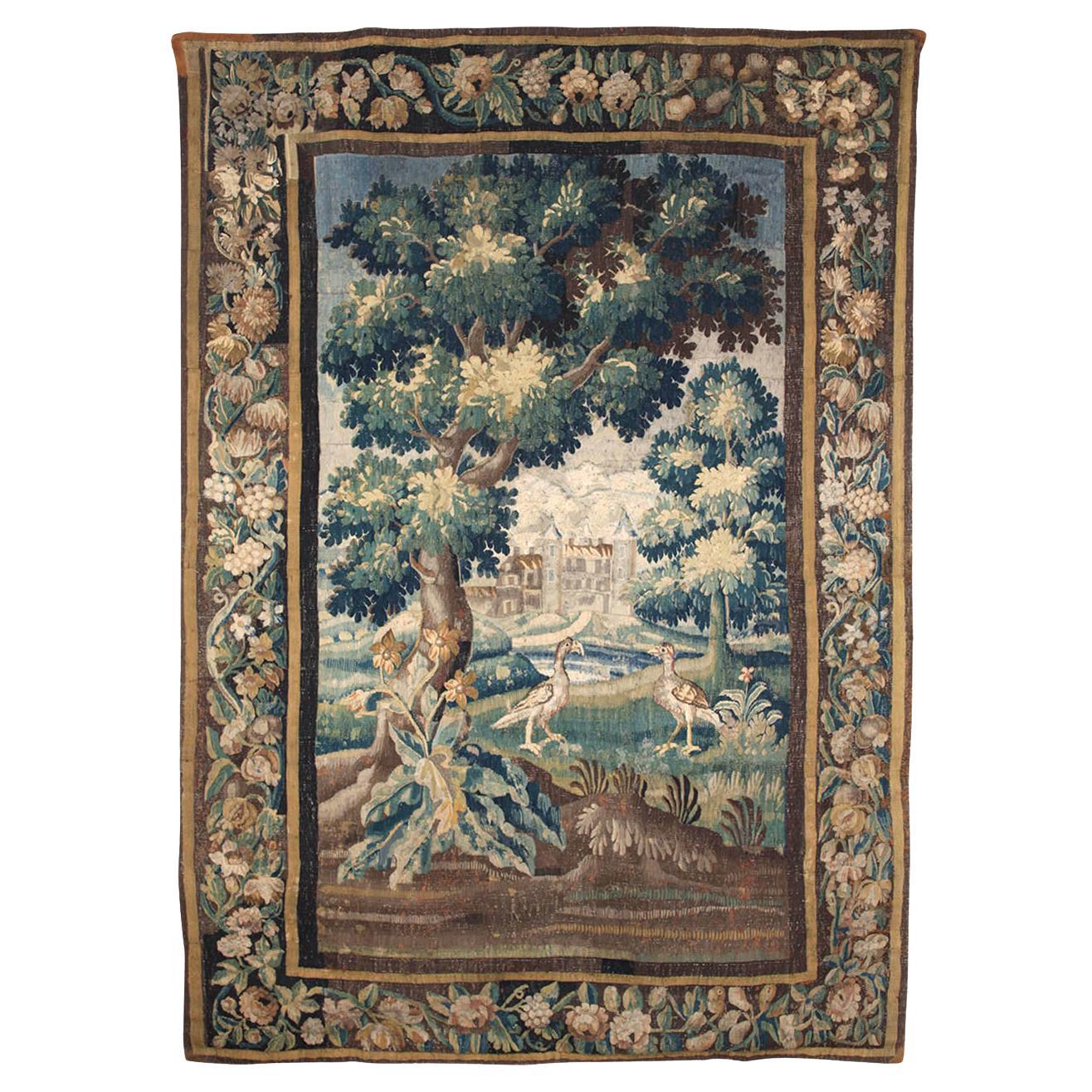 Tapisserie française Louis XIV Verdure, Aubusson, 1680 en vente