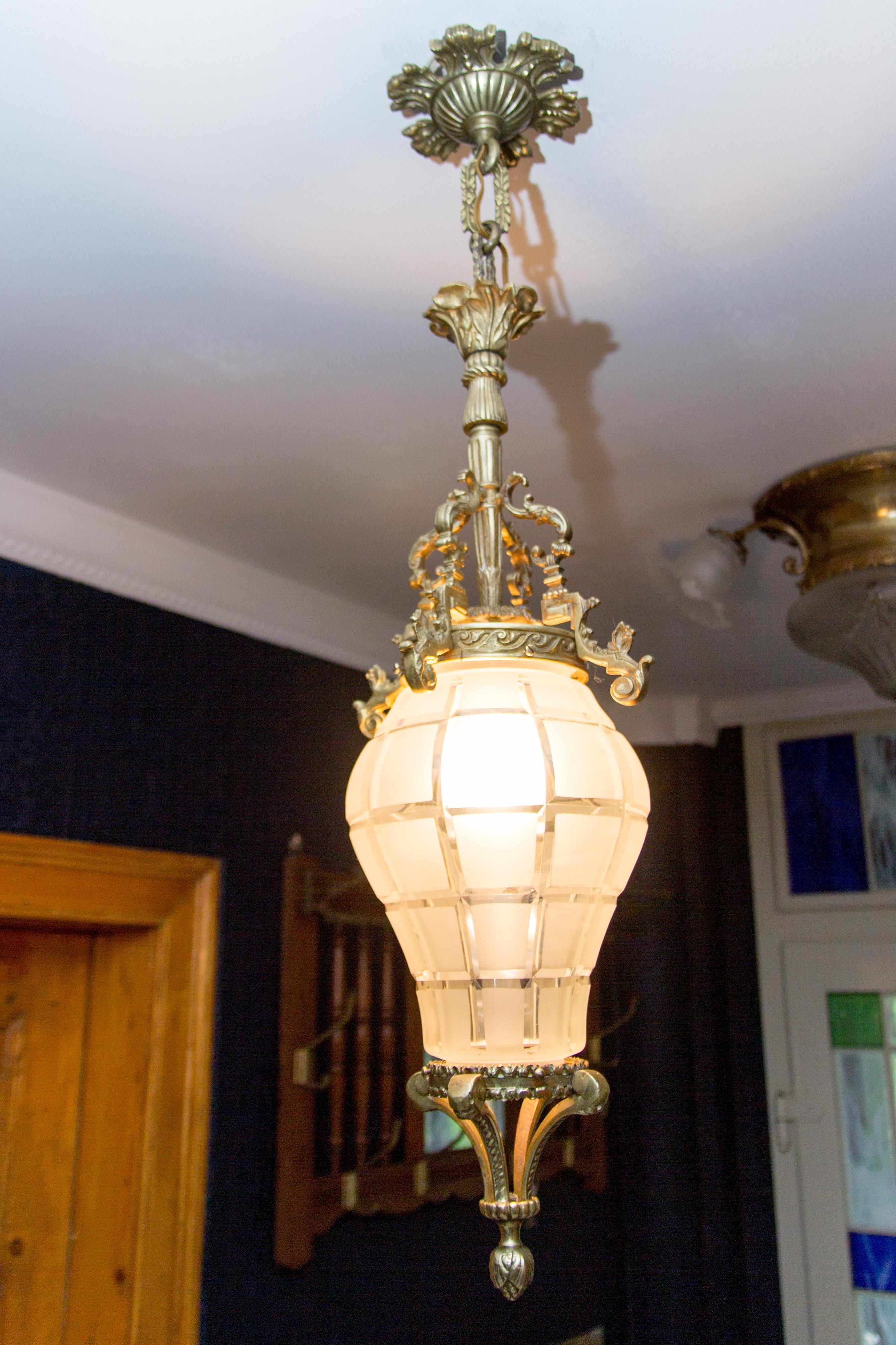 French Louis XIV “Versailles” Style Hanging Lantern Hall Lamp 4