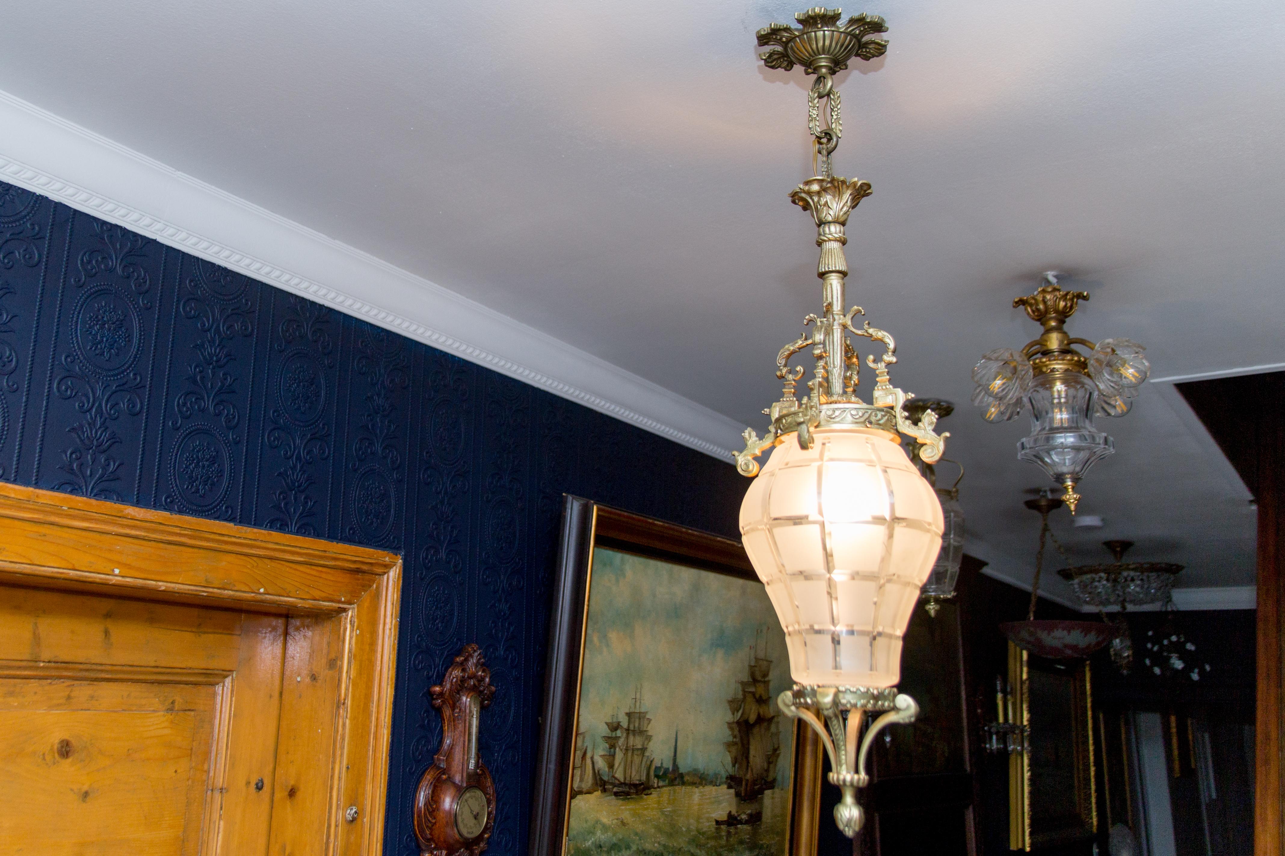 French Louis XIV “Versailles” Style Hanging Lantern Hall Lamp 5