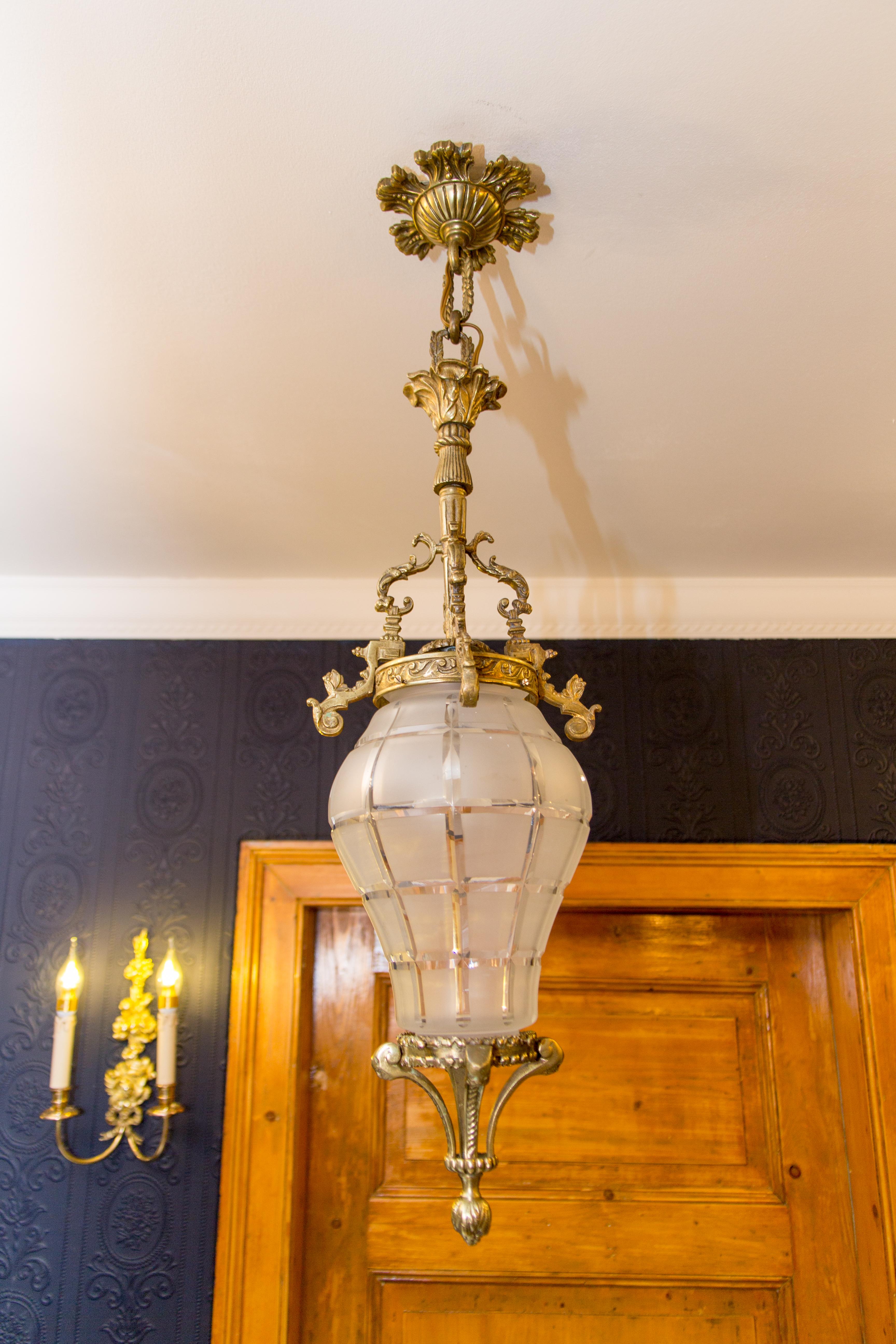French Louis XIV “Versailles” Style Hanging Lantern Hall Lamp 8