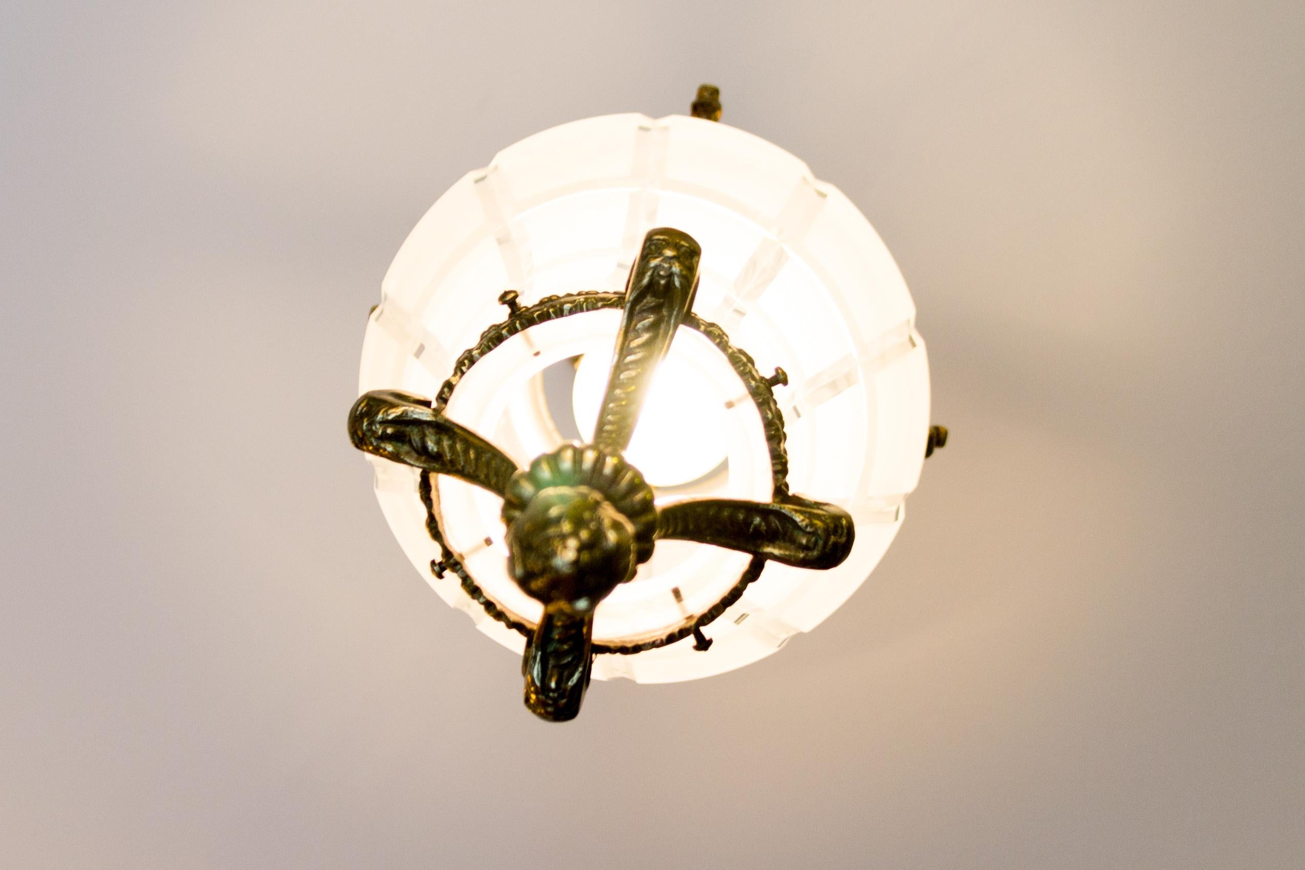 Glass French Louis XIV “Versailles” Style Hanging Lantern Hall Lamp