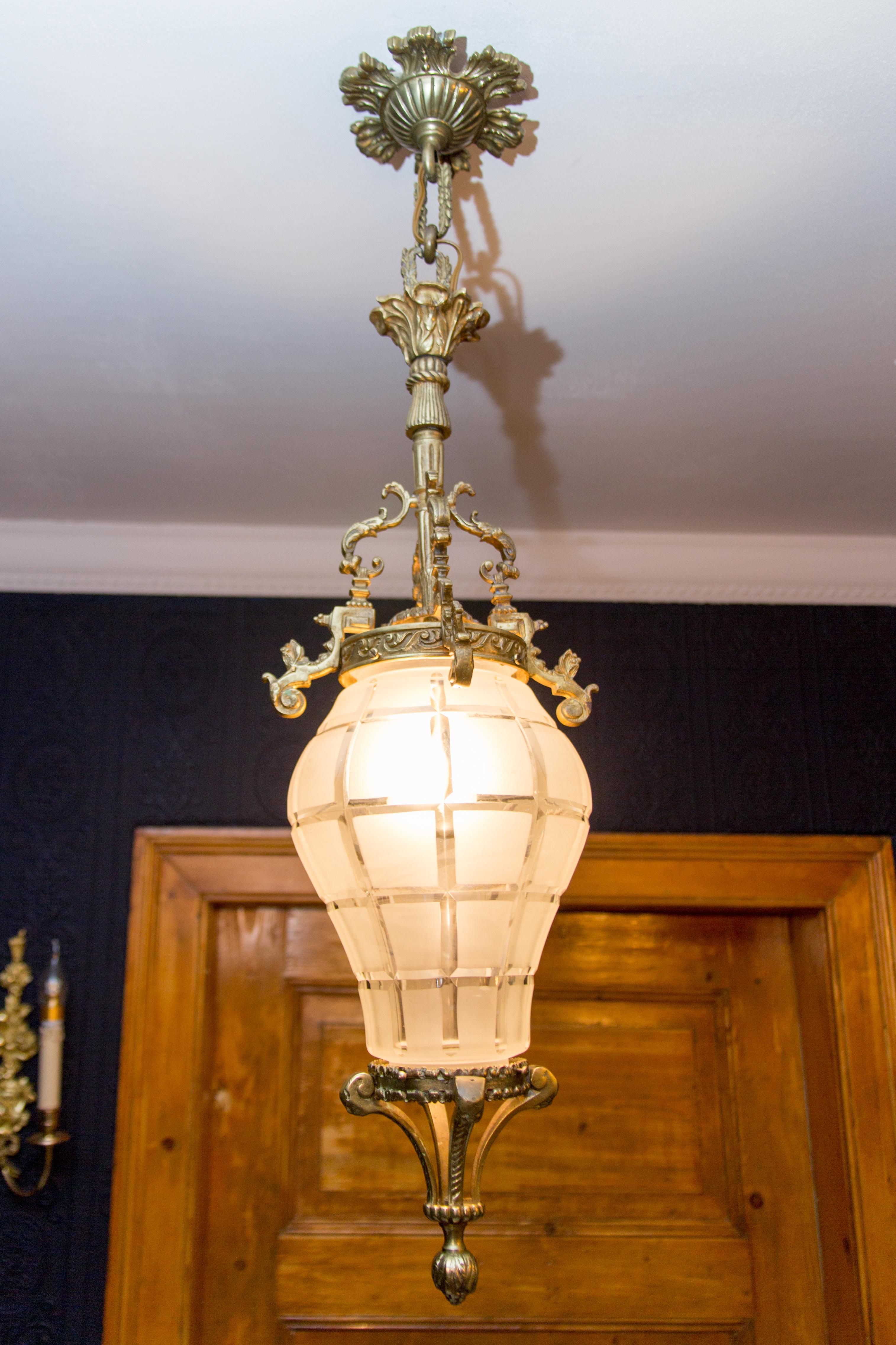 French Louis XIV “Versailles” Style Hanging Lantern Hall Lamp 3