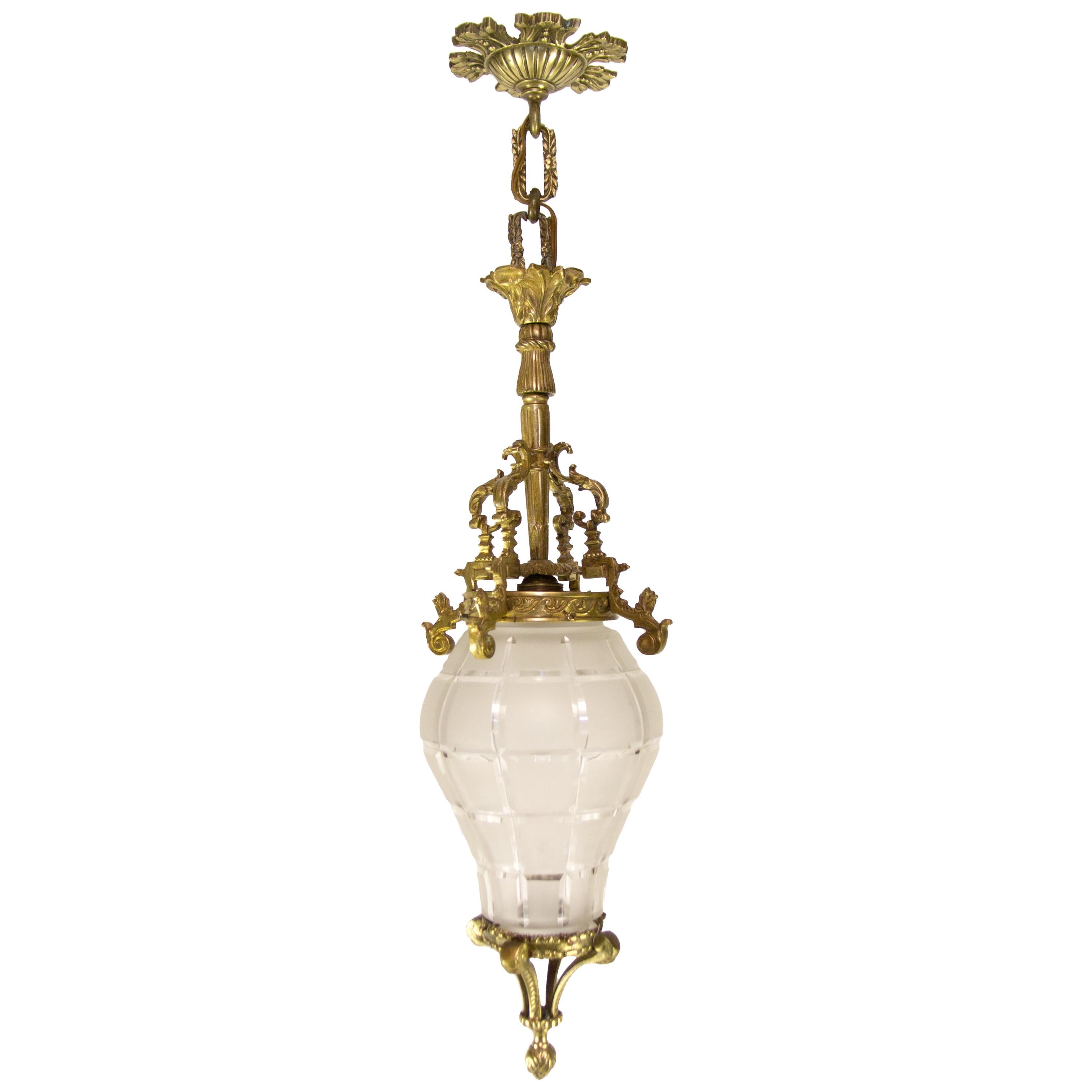French Louis XIV “Versailles” Style Hanging Lantern Hall Lamp