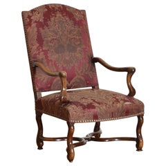 French Louis XIV Walnut Os De Mouton Fauteuils, Early 18th Century