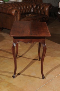 French Louis XV 1780s Solid Walnut Side Table with Drawer and Fretted Motifs