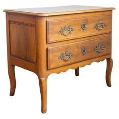 Antique French Louis XV 1790s Walnut Commode Sauteuse with Two Drawers and Cabriole Legs