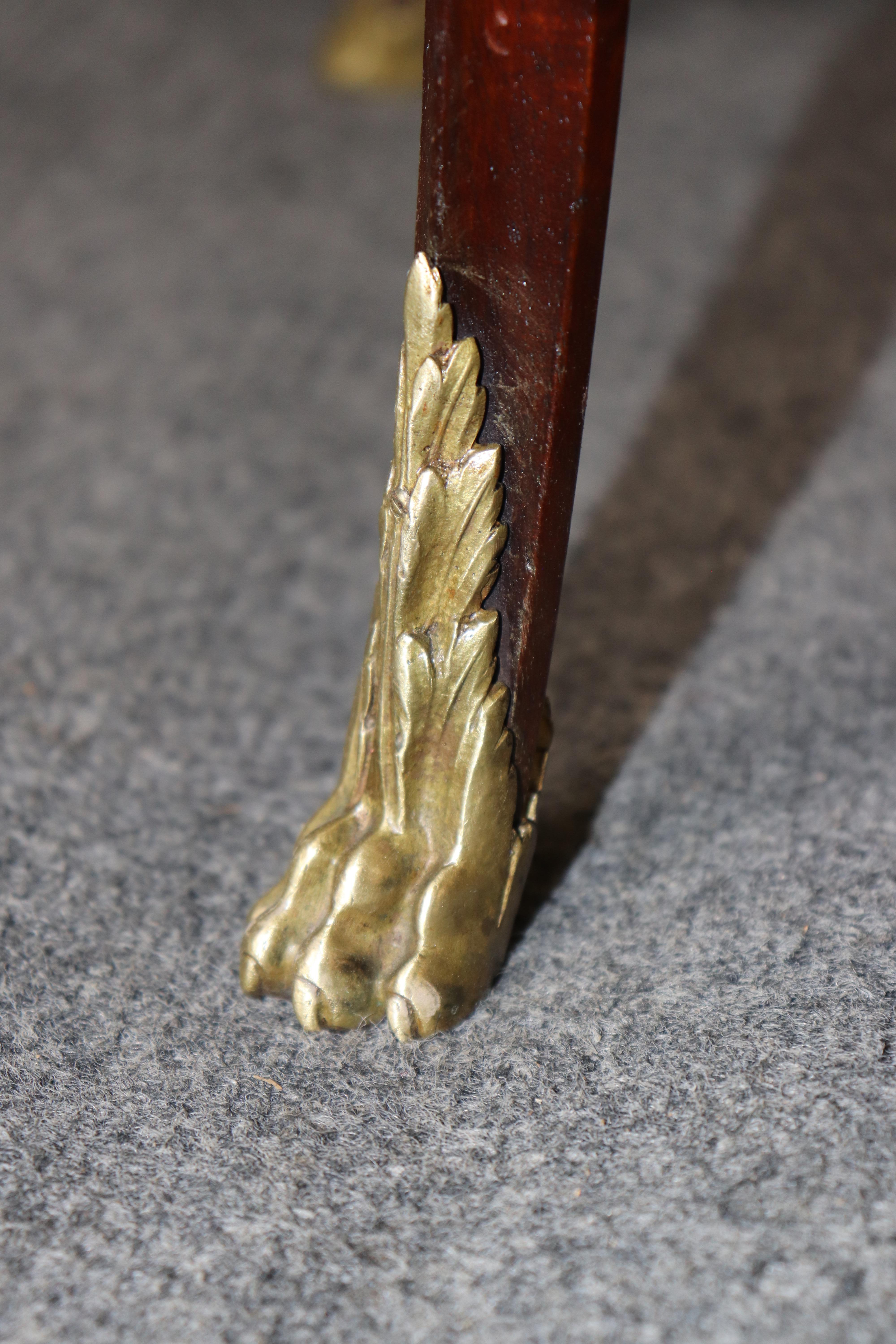 French Louis XV 1870s era Marble Top Bronze Mounted Mahogany Round End by Millet For Sale 7