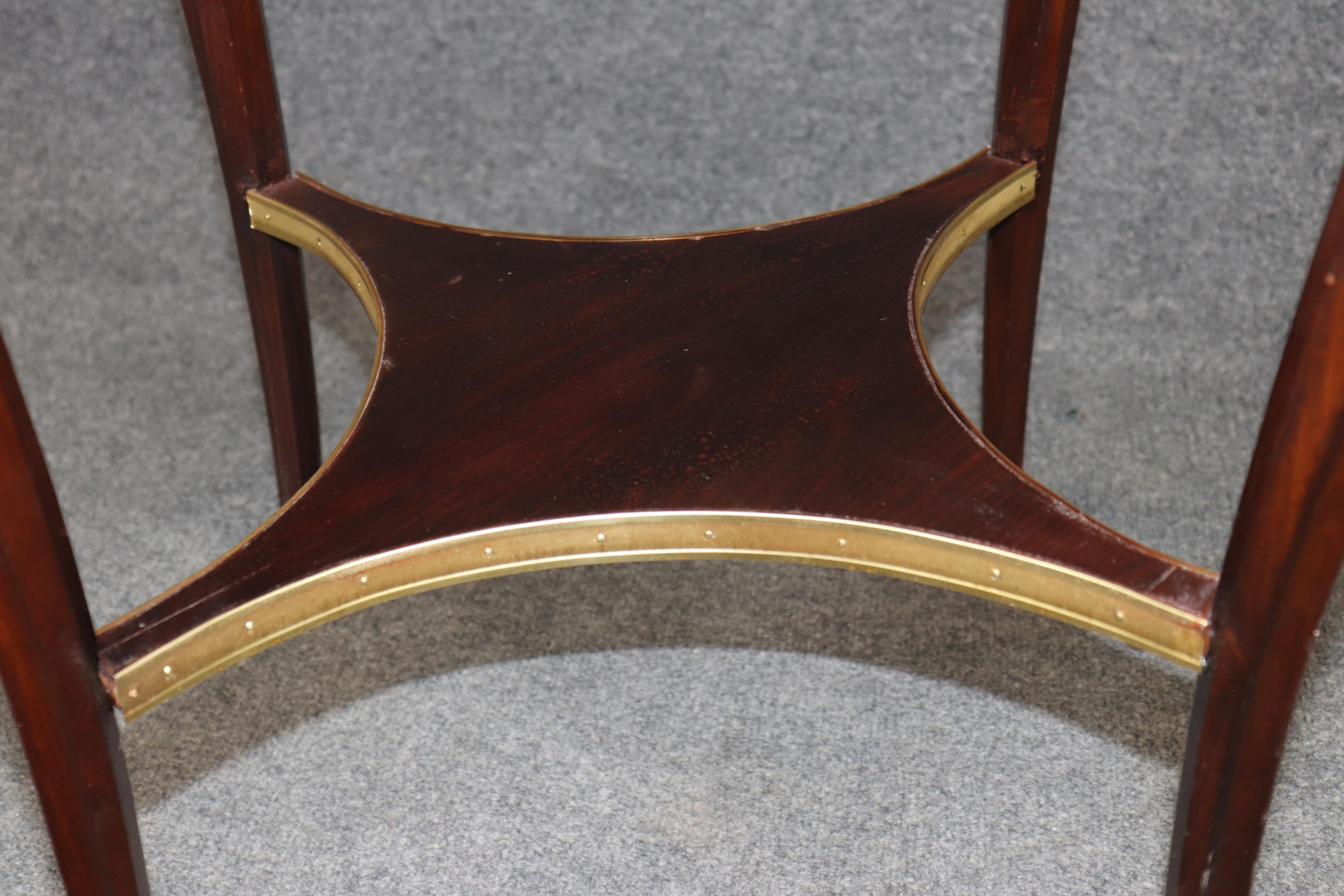 French Louis XV 1870s era Marble Top Bronze Mounted Mahogany Round End by Millet For Sale 8