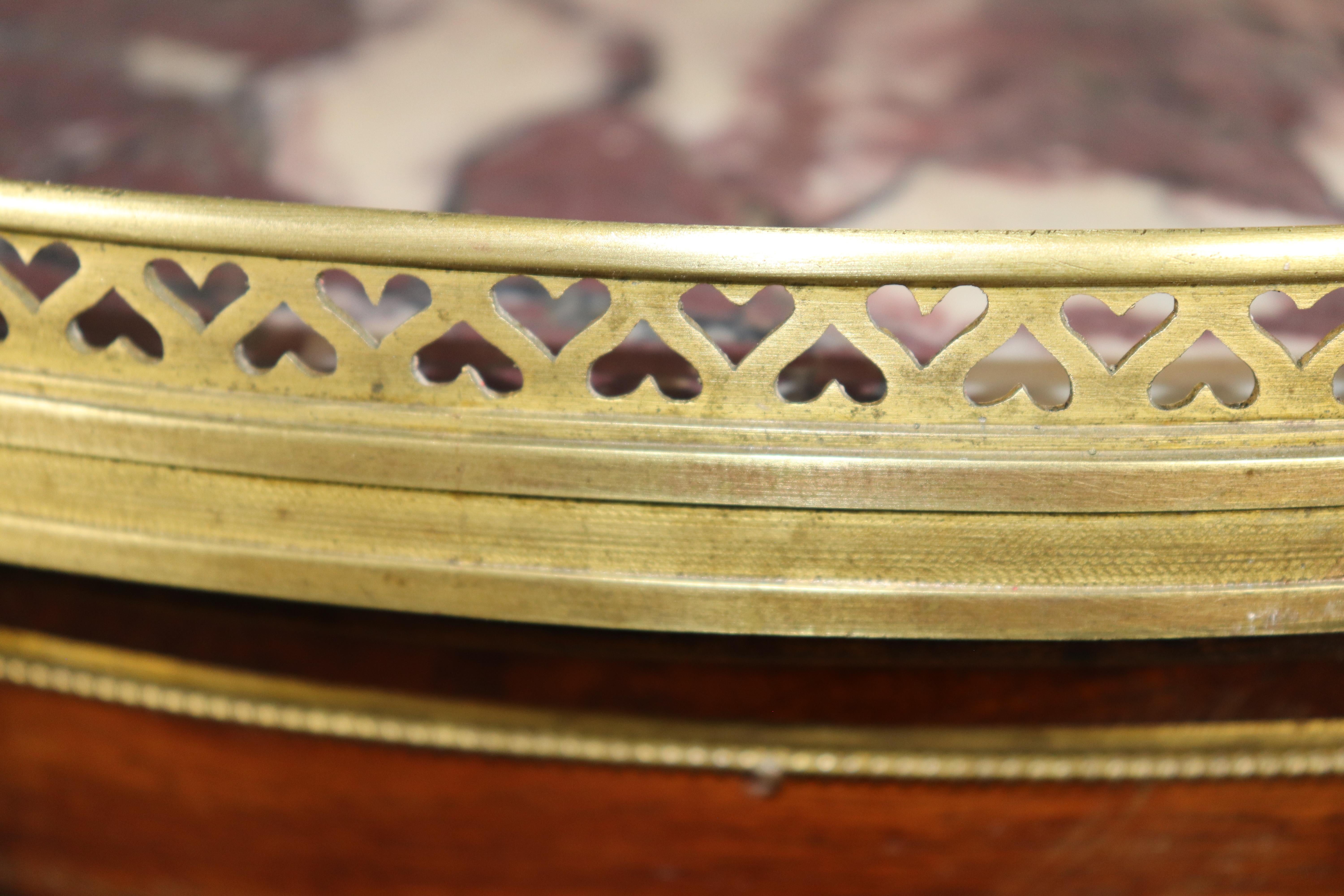 French Louis XV 1870s era Marble Top Bronze Mounted Mahogany Round End by Millet For Sale 13
