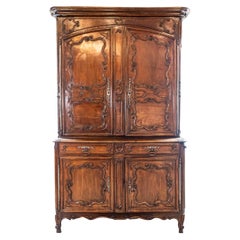 French Louis XV 18th Century Cherry Buffet à Deux-Corps from the Loire Valley