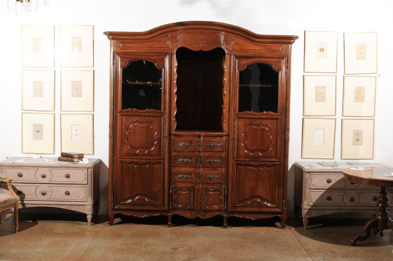 French Louis Xv 18th Century Walnut Provencal Bookcase With Doors