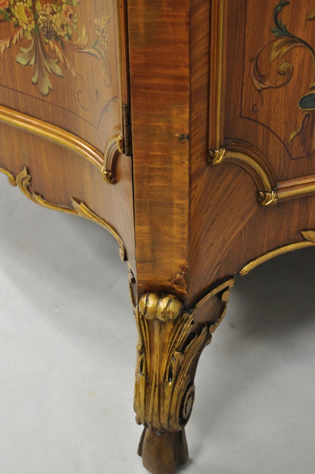 French Louis XV Adam Style Marble Top Kingwood Hand Painted Commode w/ Drawers For Sale 6