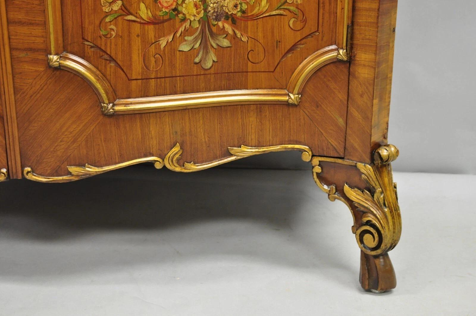 French Louis XV Adam Style Marble Top Kingwood Hand Painted Commode w/ Drawers For Sale 8