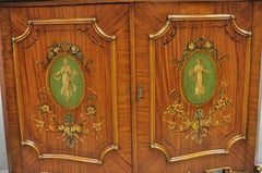 French Louis XV Adam Style Marble Top Kingwood Hand Painted Commode w/ Drawers