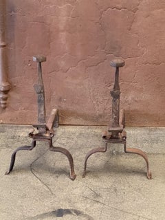 French Louis XV Andirons or Firedogs, 18th Century Period