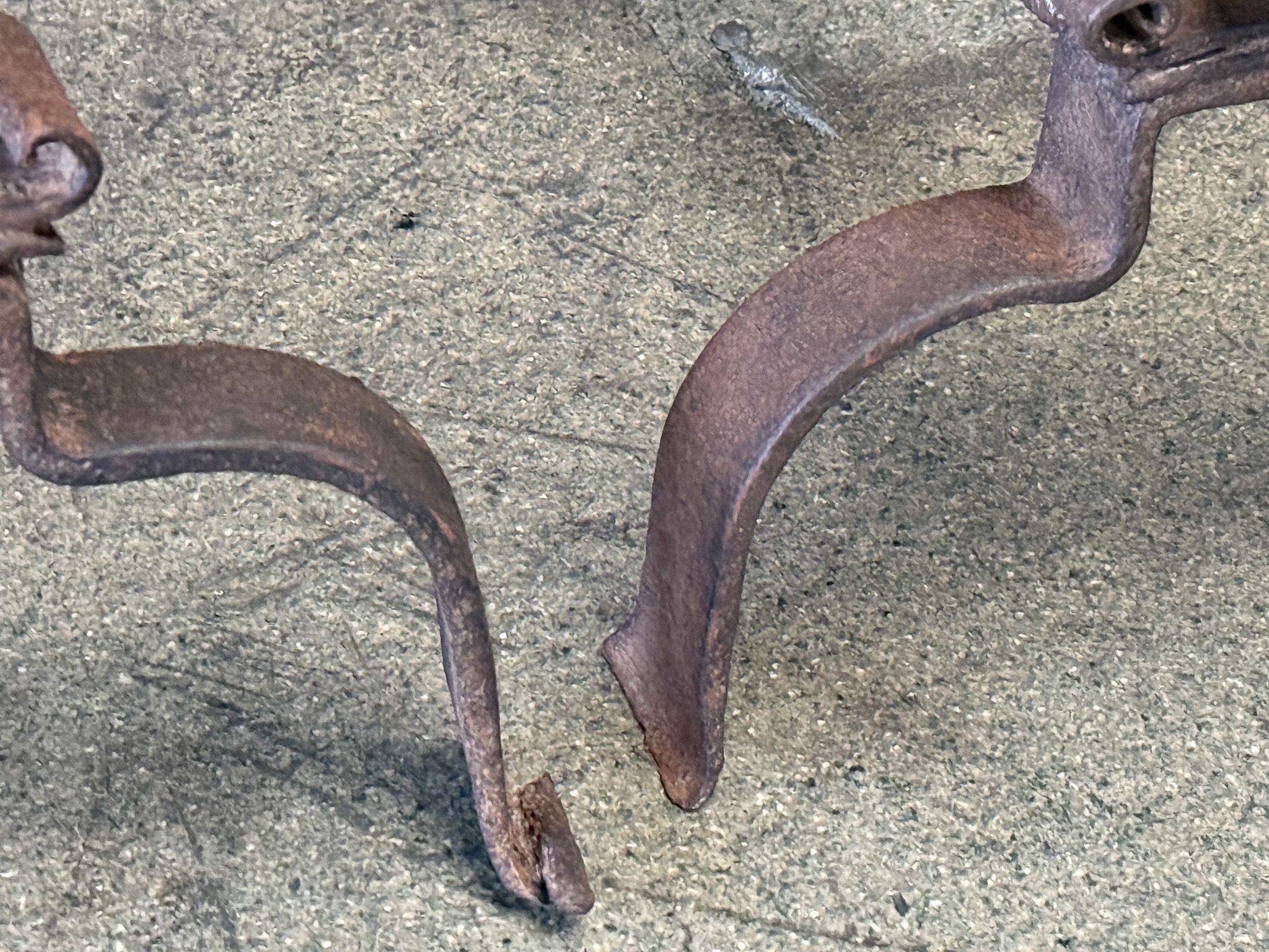 Wrought Iron French Louis XV Andirons or Firedogs, 18th Century Period For Sale