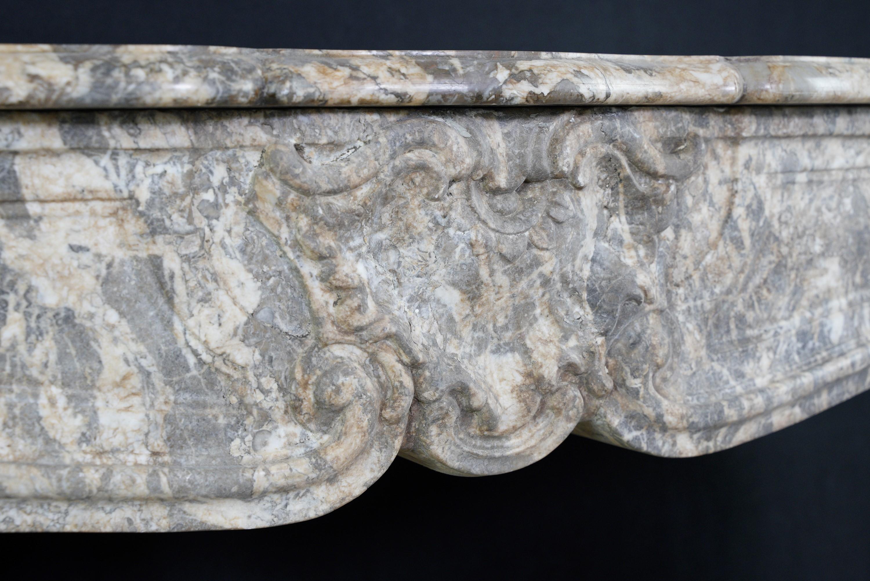 French Louis XV Antique Hand Carved Marble Mantel 3