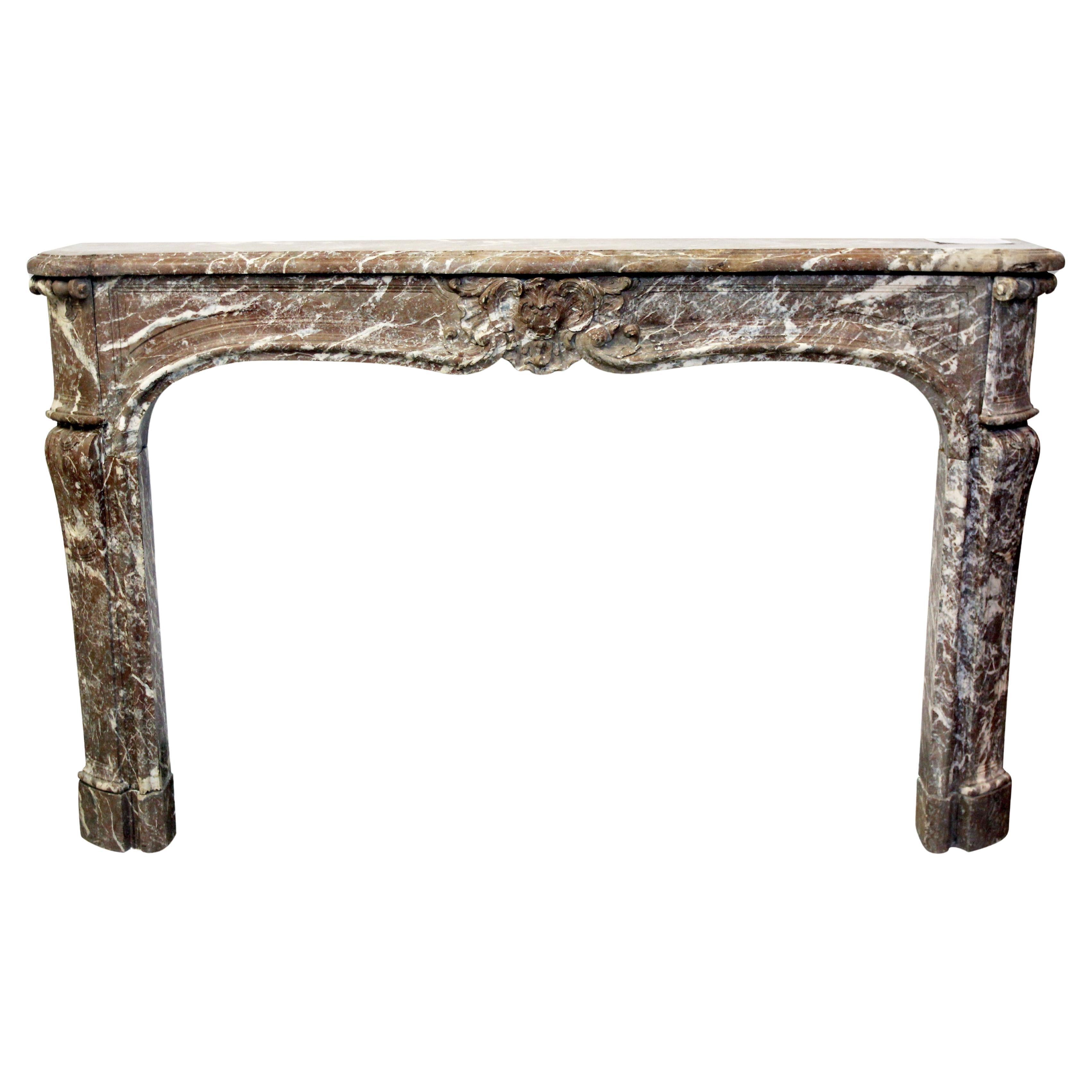 Mantel de mármol francés Luis XV Antique Rouge Royale