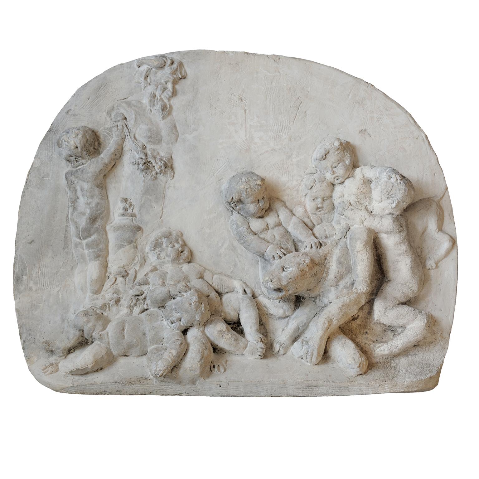 French Louis XV Architectural Plaque Depicting Putti at Play, circa 1780 For Sale