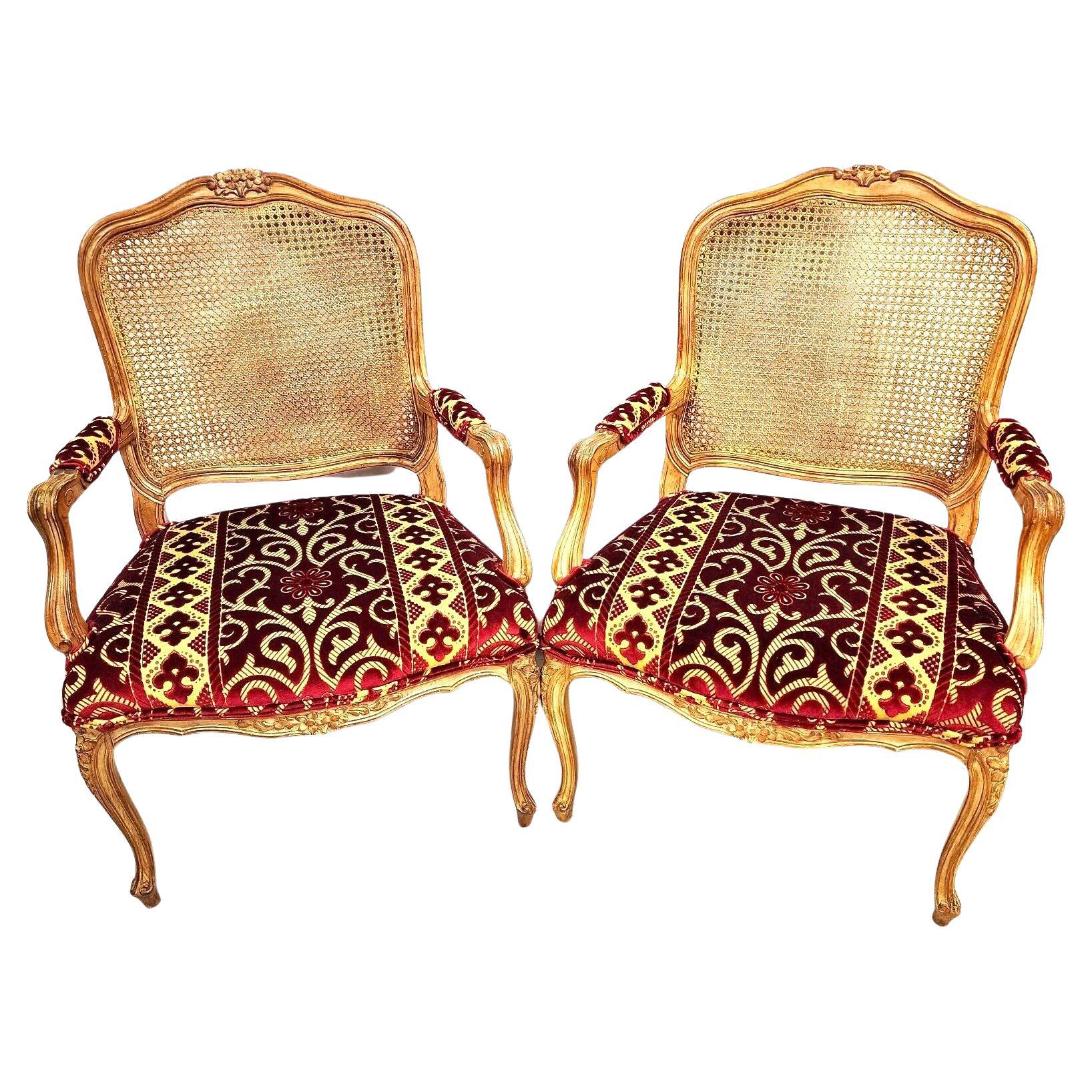 French Louis XV Armchairs Fauteuil Vintage