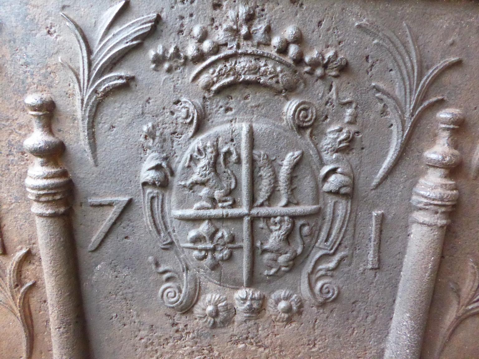 French Louis XV Arms of France Fireback / Backsplash, 18th Century For Sale 2