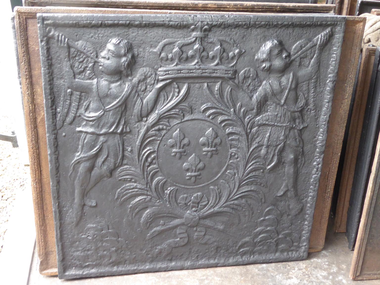 Cast French Louis XV 'Arms of France' Fireback / Backsplash, 18th Century For Sale