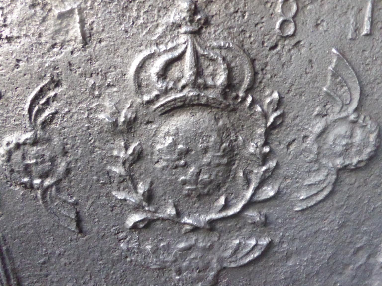 18th Century and Earlier French Louis XV 'Arms of France' Fireback, 18th Century
