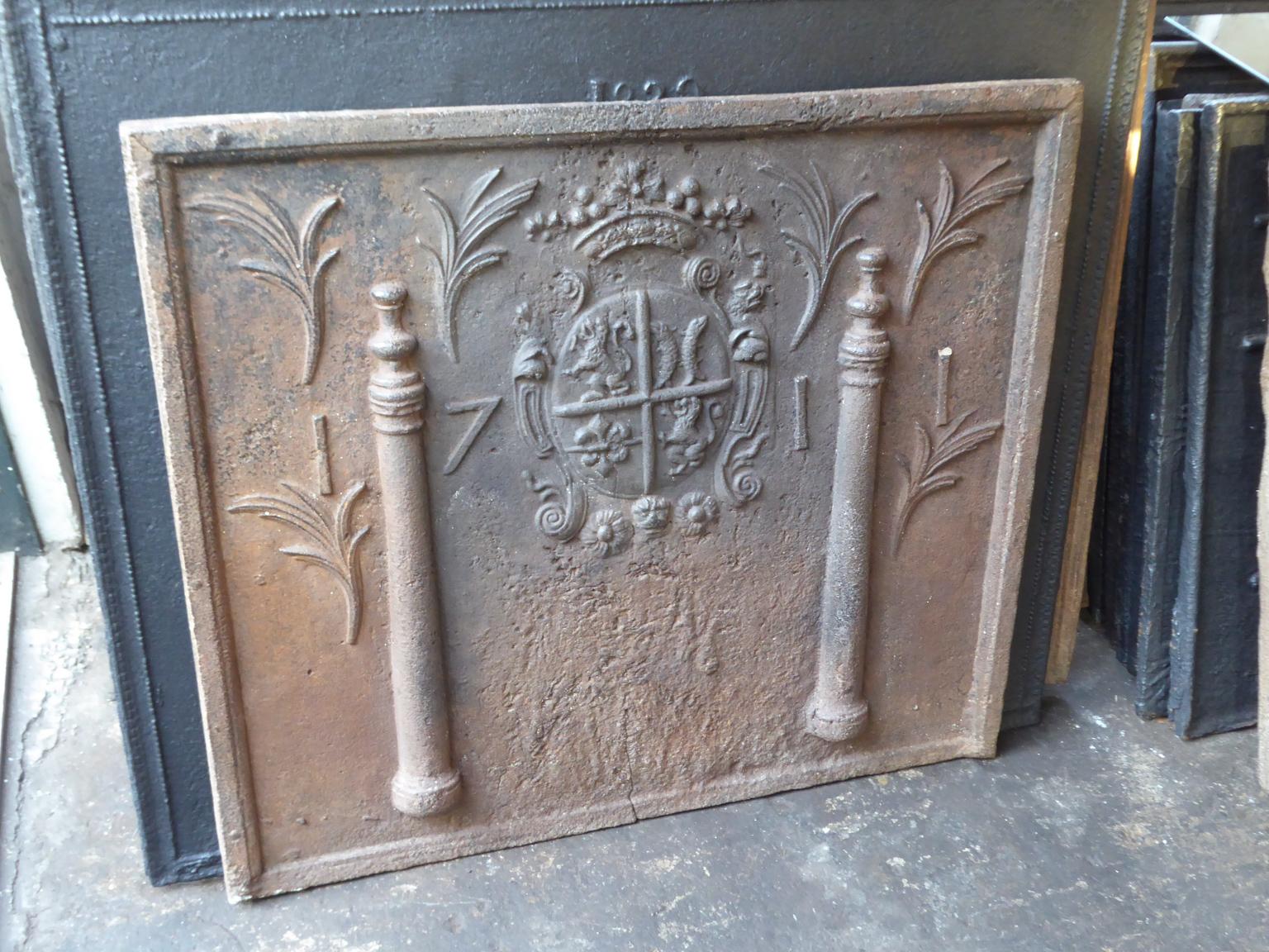 Cast French Louis XV Arms of France Fireback / Backsplash, 18th Century For Sale