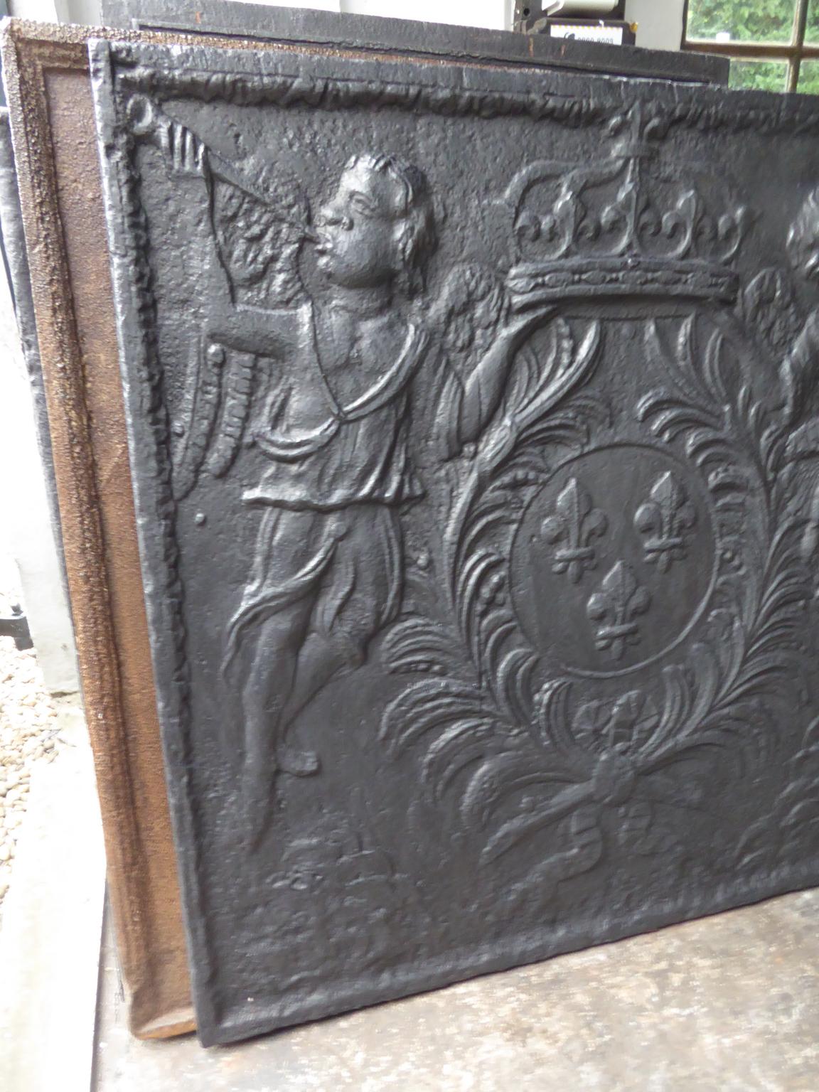 Iron French Louis XV 'Arms of France' Fireback / Backsplash, 18th Century For Sale