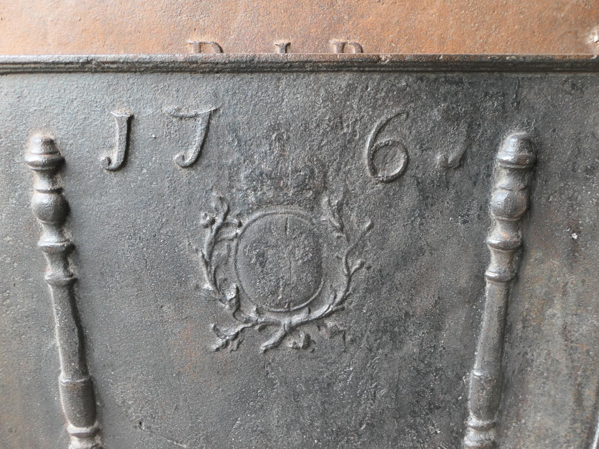 Iron French Louis XV 'Arms of France' Fireback / Backsplash, 18th Century For Sale