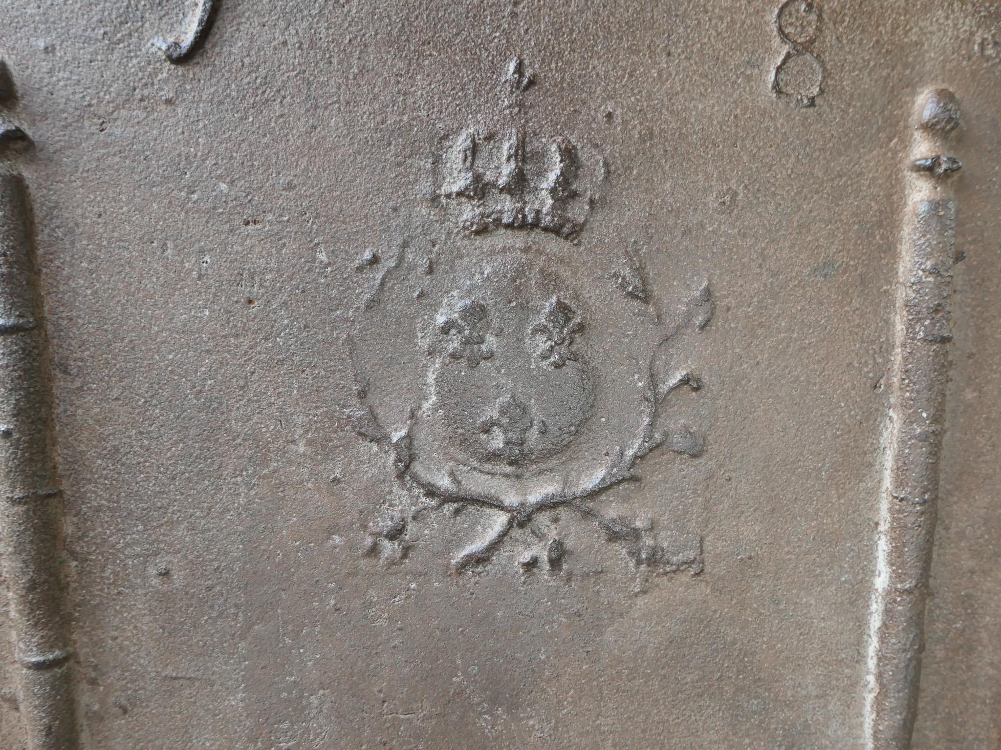 Plaque de cheminée française Louis XV « Arms of France », 18ème siècle en vente 2