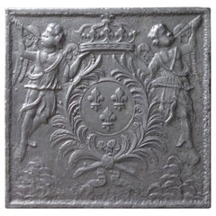 Französische Louis XV 'Wappen von Frankreich' Feuerrückwand / Aufkantung, 18.