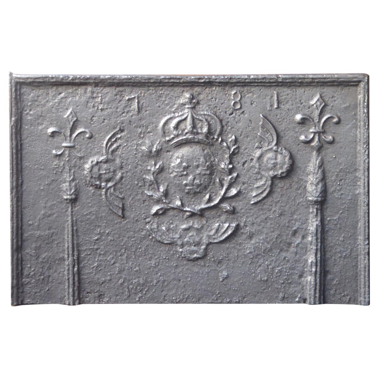 French Louis XV 'Arms of France' Fireback, 18th Century