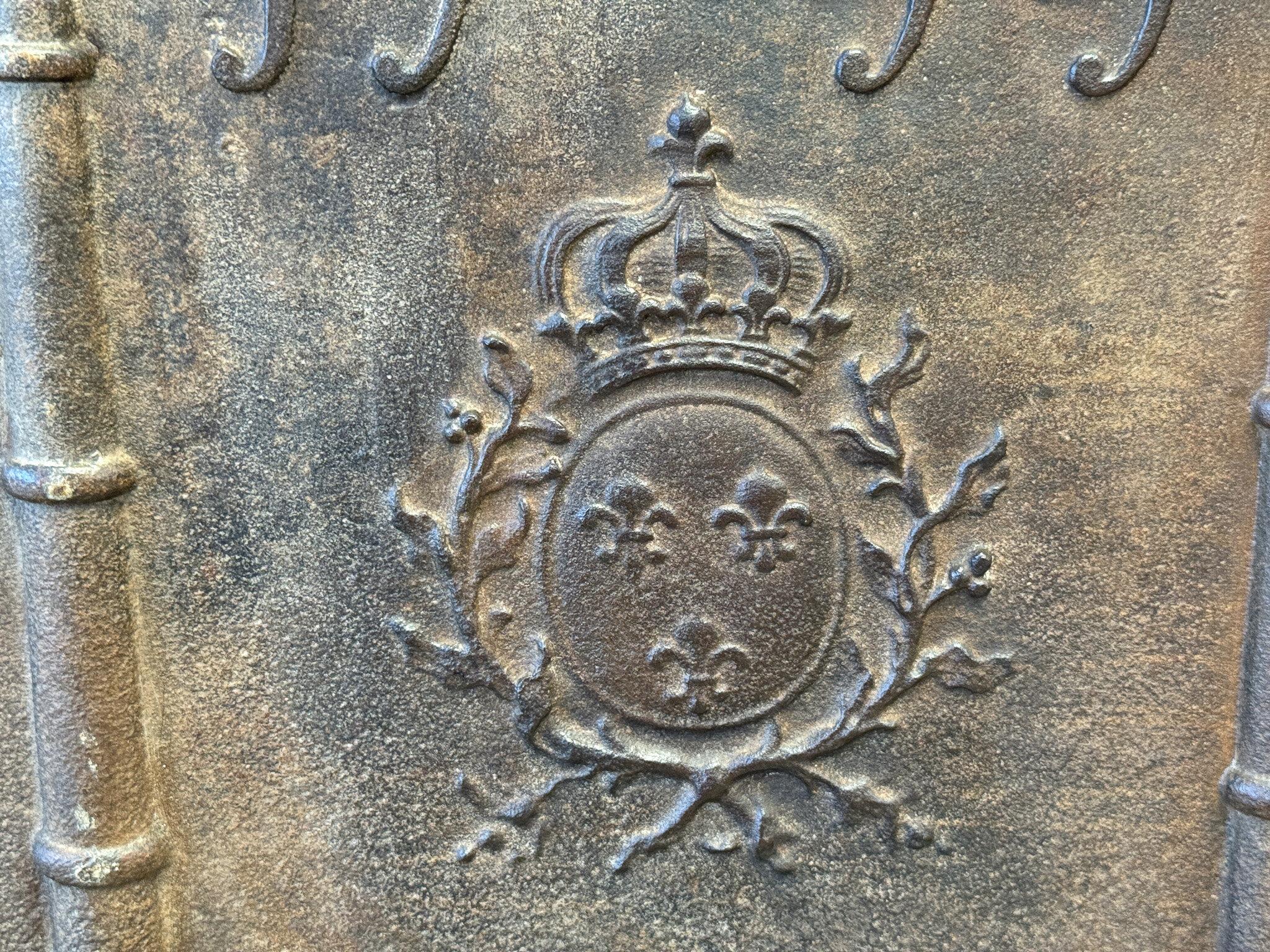 Iron French Louis XV Arms of France Fireback / Backsplash, Dated 1744 For Sale