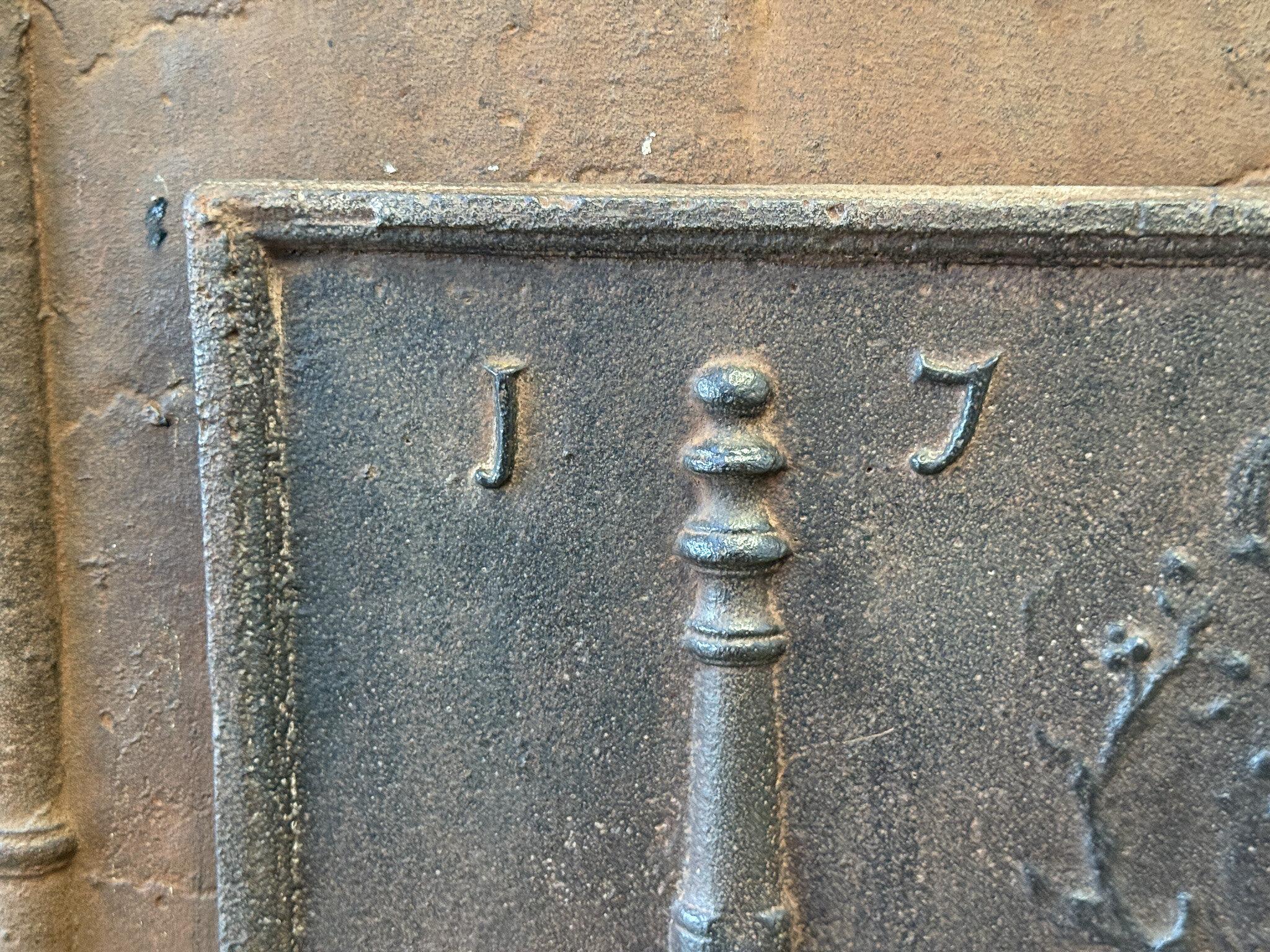 18th Century and Earlier French Louis XV Arms of France Fireback / Backsplash, Dated 1779 For Sale