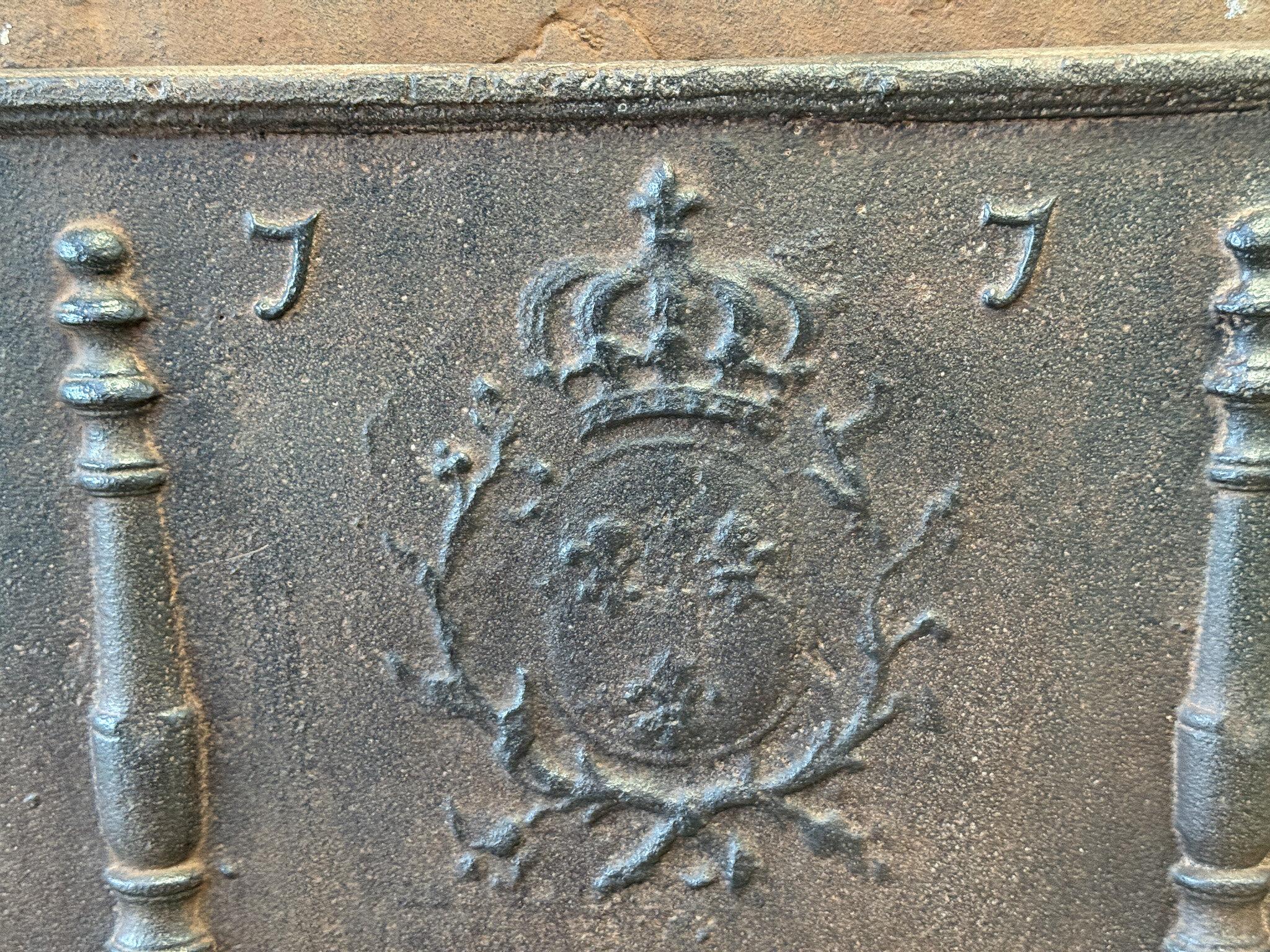 French Louis XV Arms of France Fireback / Backsplash, Dated 1779 For Sale 2