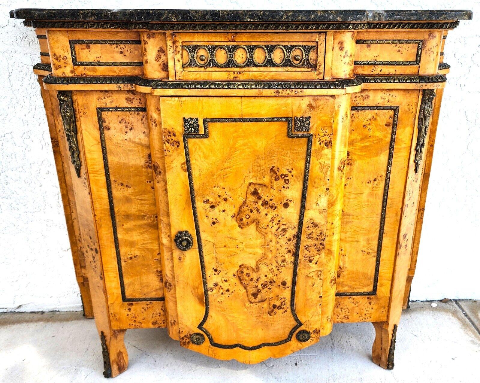 For FULL item description click on CONTINUE READING at the bottom of this page.

Offering One Of Our Recent Palm Beach Estate Fine Furniture Acquisitions Of A
French Louis XV Style Ormolu Birdseye Maple Wood Bar Cabinet
Featuring a Granite Stone