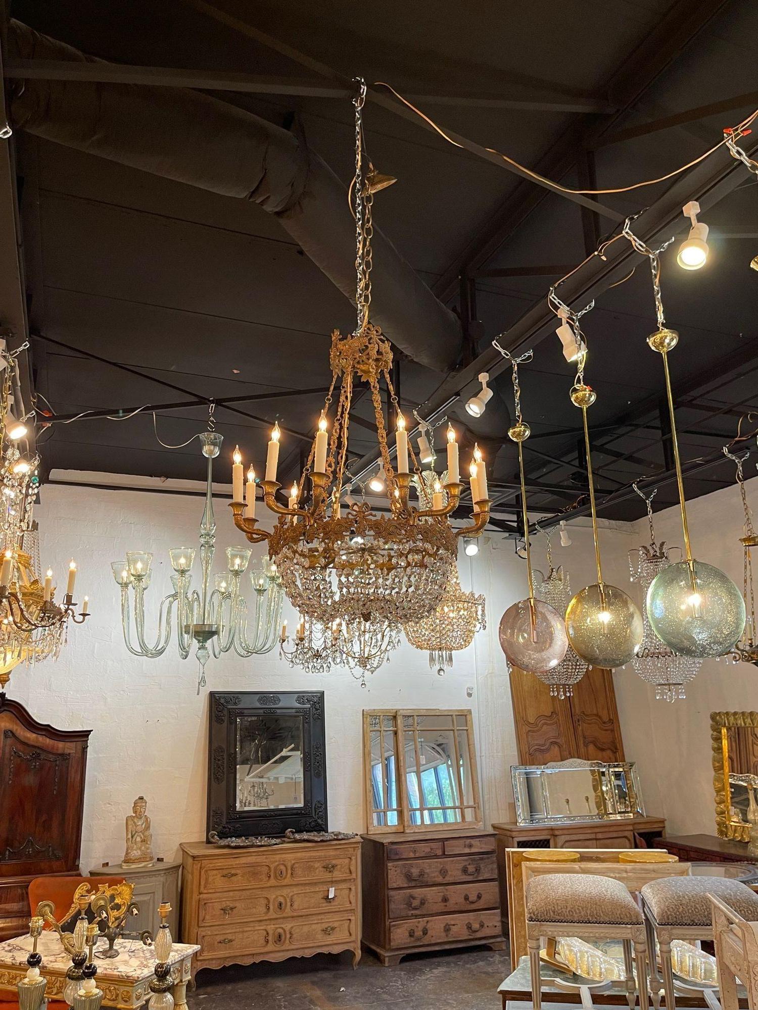 French Louis XV Basket Chandelier In Good Condition In Dallas, TX