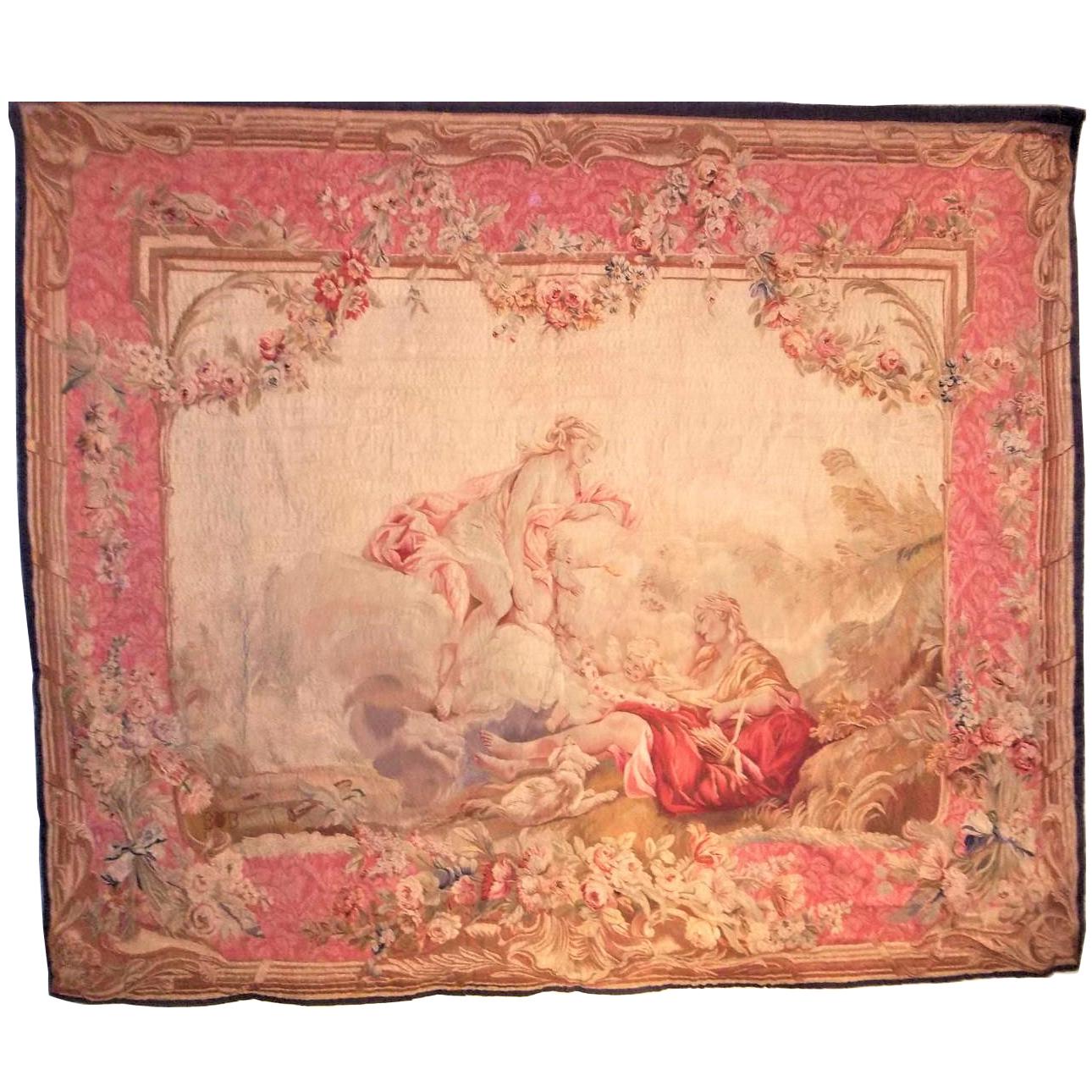 Large French, Louis XV, Beauvais Style Tapestry in Boucher Rococo Taste