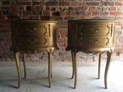French Louis XV Bedside Tables Cabinets Rococo Gold 20th Century