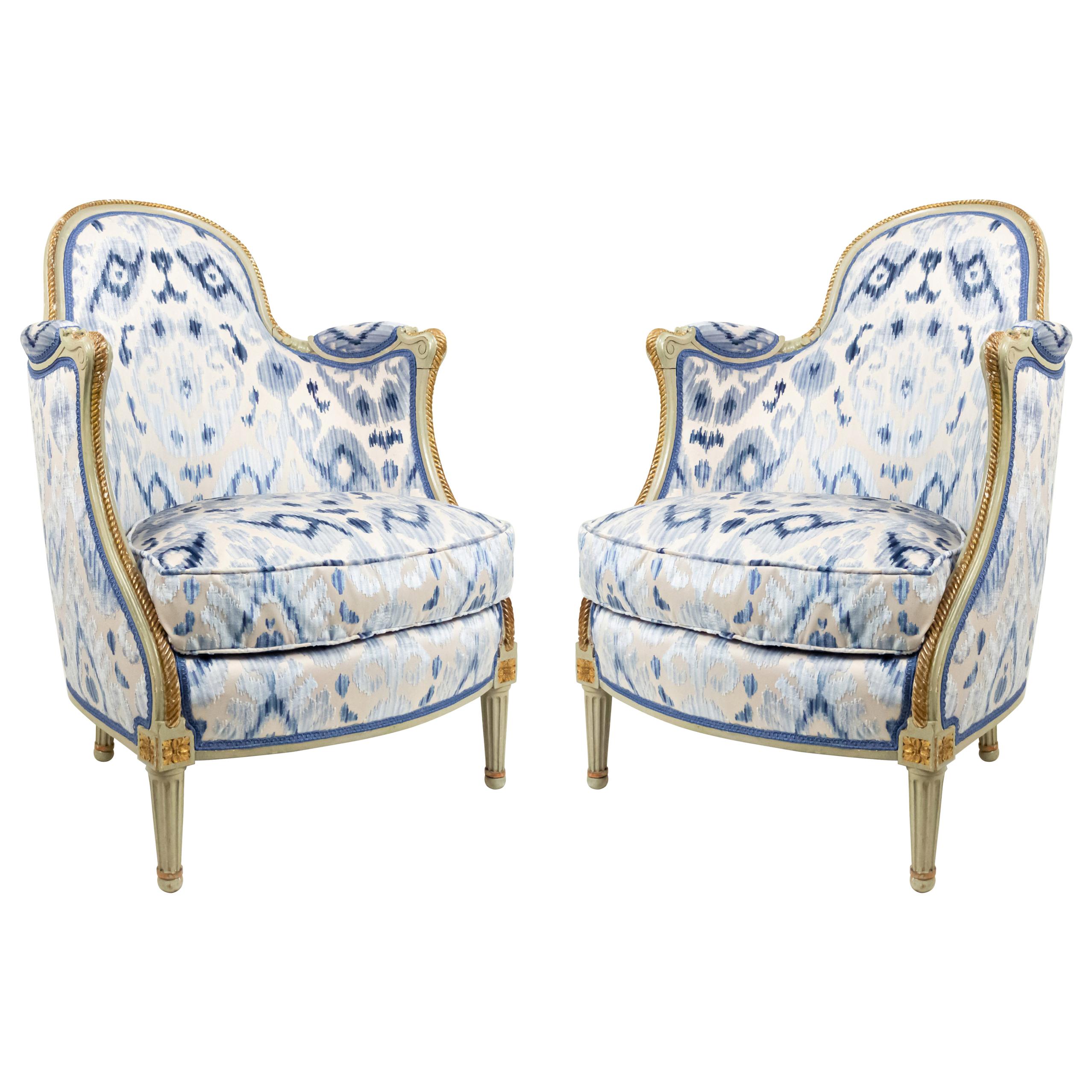 Pair of French Louis XV Berg√©re Armchairs For Sale