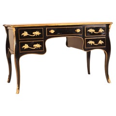 French Louis XV Black Ebonized Bureau Desk With Leather Top by Bodart