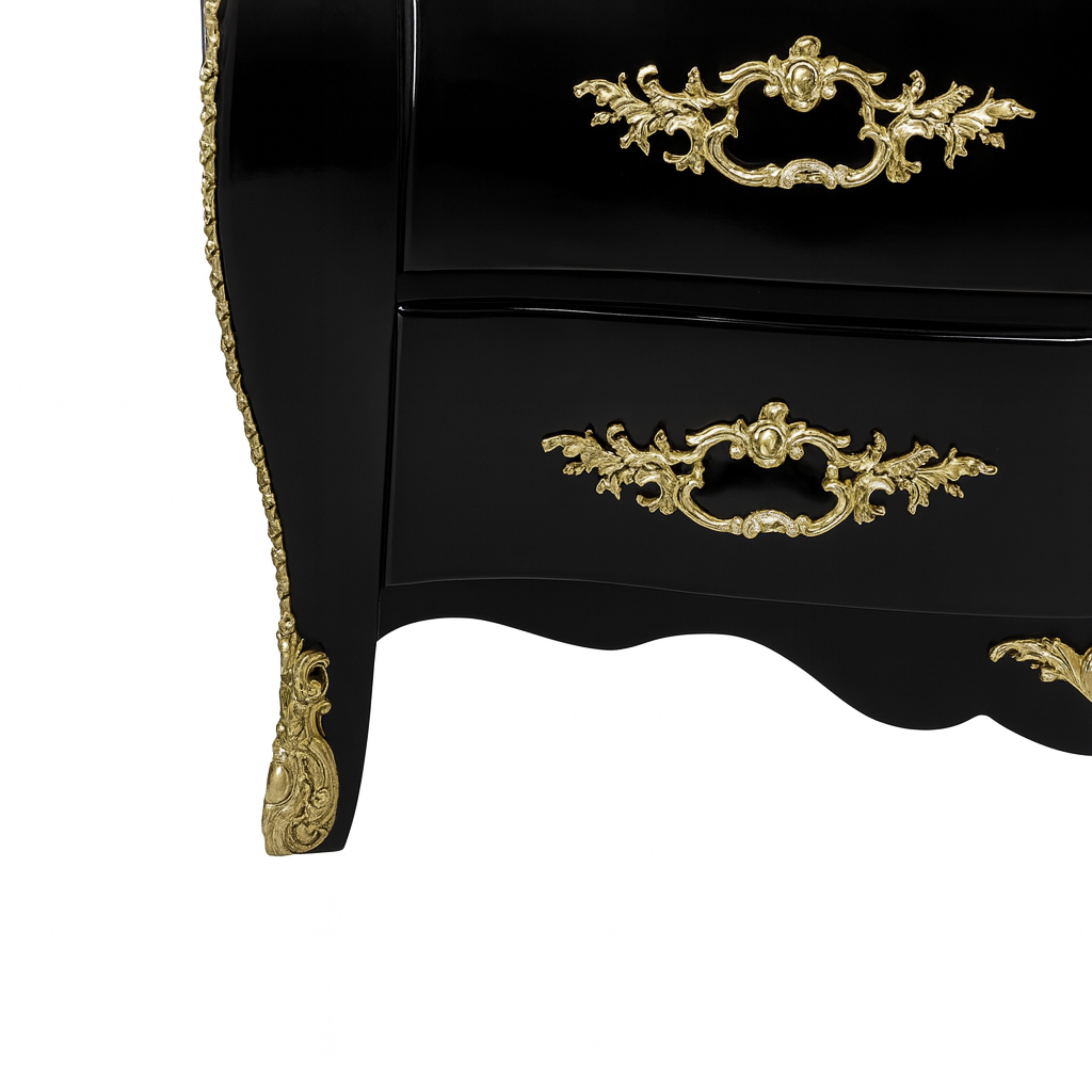 Comò francese Luigi XV con piano in marmo e lacca nera, XIX secolo in vendita 3