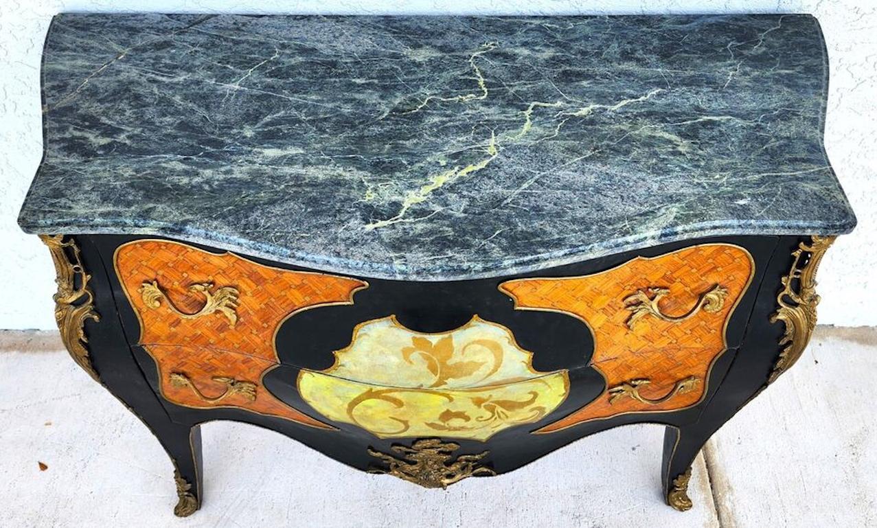 French Louis XV Bombay Chest Marble In Good Condition For Sale In Lake Worth, FL