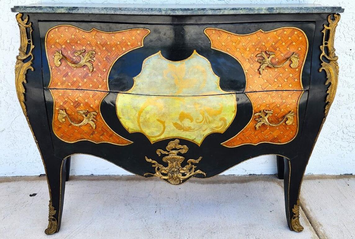 20th Century French Louis XV Bombay Chest Marble For Sale