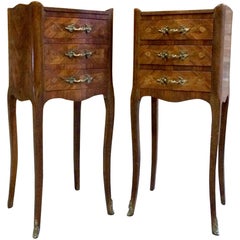 Used French Louis XV Bombe Commode Bedside Cabinets Tables Tray Top Set 3