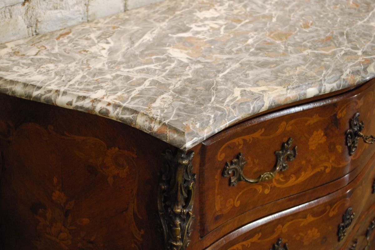 French Louis XV Bombe Commode in Mahogany with Marble Top 2